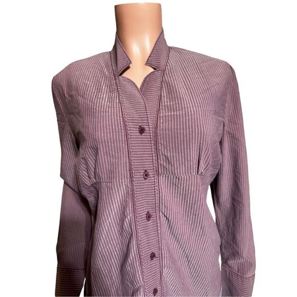 Pulp womens long sleeve Merlot mandarin button front  ribbed shirt tail M - Picture 6 of 6